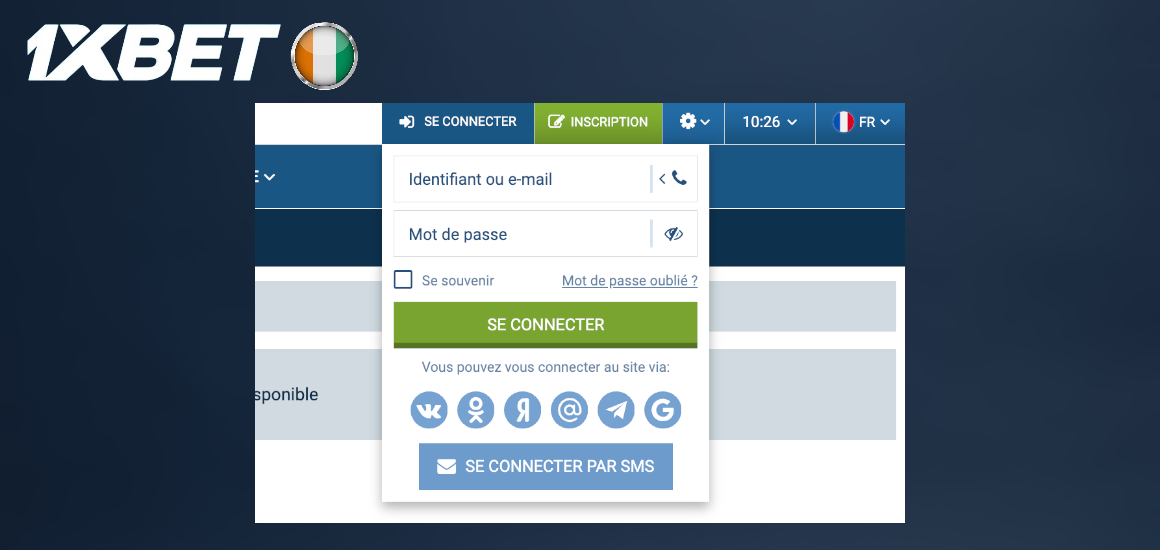 Connexion a 1xBet